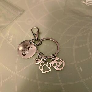 Silver Cat Lover Keychain
